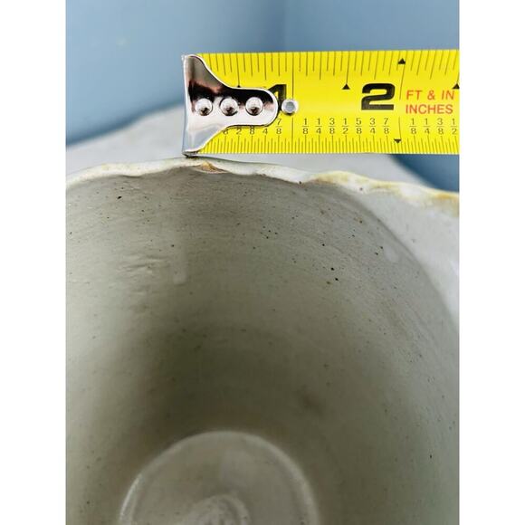 Vintage Stoneware 7” Pitcher Cream Brown Morton ? Pottery Vase Home Decor - Picture 5 of 13